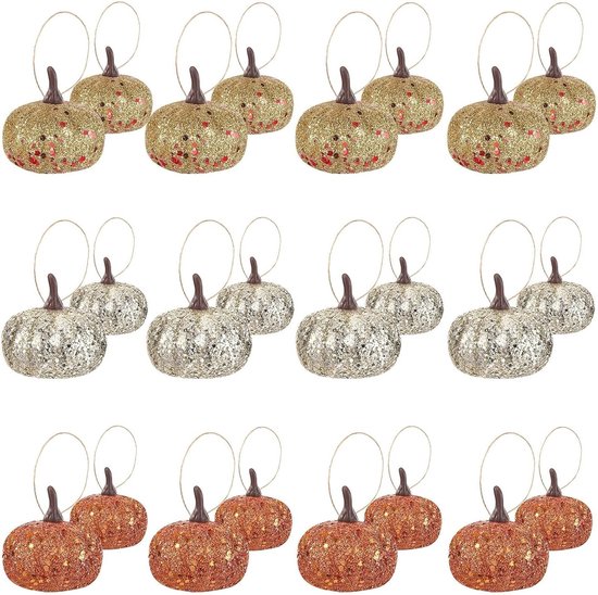 Mini Schuim Pompoenen - 24 Stuks voor Kerstbomen, DIY Knutselen, Fotoprops en Landelijke Decoratie