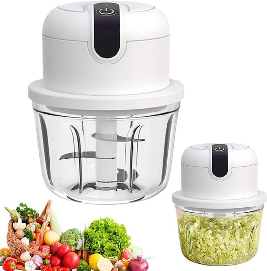 Mini Uienhakker - Draadloze Elektrische Hakmachine 350ml, Oplaadbaar, Geschikt voor Uien, Fruit, Noten en Vlees