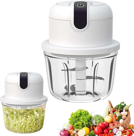 Mini-uienhakmolen, Elektrische keukenhakmolen 350 ml, USB-oplaadbaar, draadloos, kleine uienhakmolen, geschikt voor uien, fruit, noten, vlees, knoflook