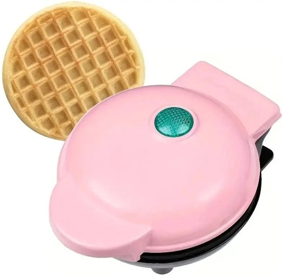 Mini waffel maker - Waffel machine - Elektrisch Waffel maker - Multifunctioneel - Ontbijtmachine -Mini Pannenkoeken Maker Machine - Elektrische Ronde Bakplaat - Roze