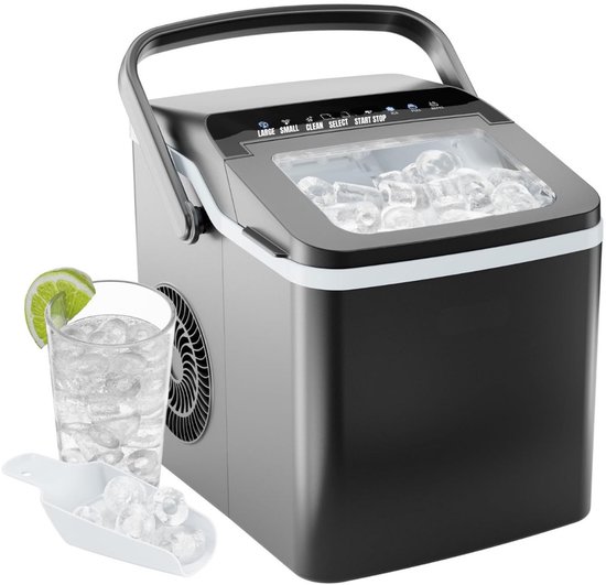 MIRA® Ijsblokjesmachine - Ijsmachine - Ijsblokjesmakers - Zwart- 33cm x 27cm x 33cm van Merkloos