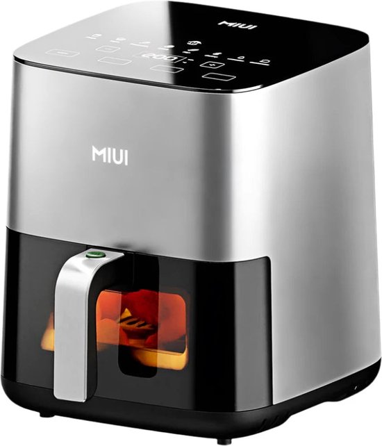 MIUI 5L- Airfryer- Airfryer XL- met Touch Control & Nonstick mandje & zichtbaar venster- Lichtgrijs van Miui