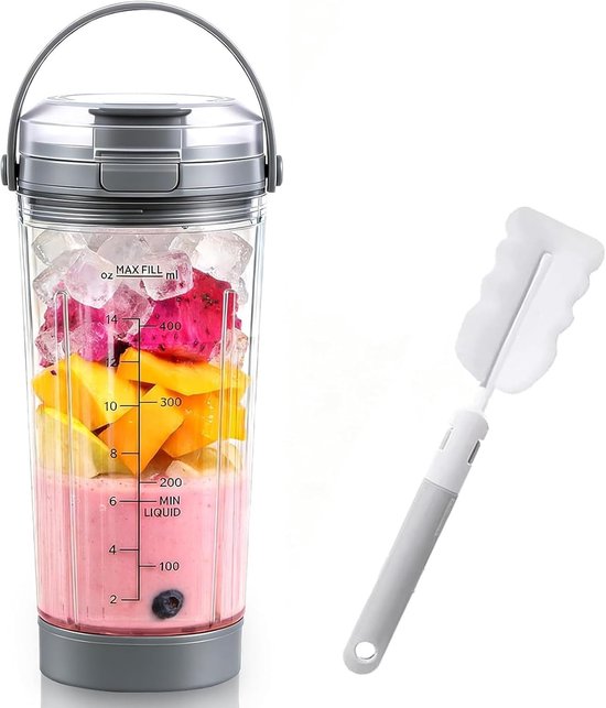 Mixbeker 530 ml met Vervangdeksel en Handvat, Geschikt voor Ninja BC151NV, BC151CR en BC100 Series, Ideaal voor Smoothies en Dranken