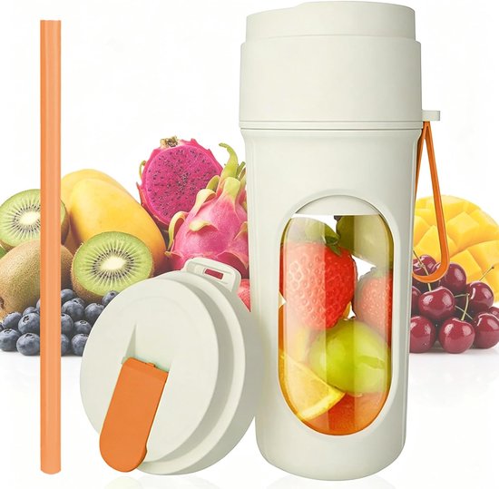 Mixer, 450 ml smoothie maker to go, 12 bladen, draagbare blender, Fresh Juice mixer, USB-mini-blender voor sap, jam, shake, smoothie (oranje, 1500 mAh)