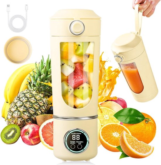 mixer, 700 ml, kleine sapcentrifuge, oplaadbare smoothie maker, met 12 roestvrijstalen messen, mini-standmixer voor smoothies en shakes, persoonlijke blender voor reizen, kantoor, sport