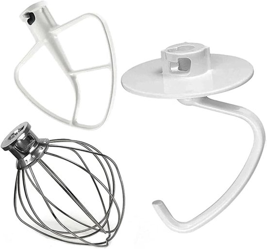 Mixer Accessoire - Keukenmachine Onderdeel - Gelijkmatig Mengen - Gebogen Schoepenontwerp - 10 x 10 x 10 cm - Wit Zilver