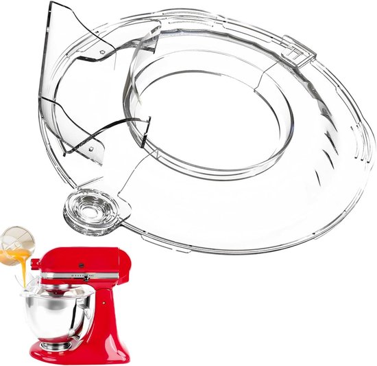 Mixer Accessoire - Spatbeschermer Kom - Bakken en Koken - Verbeterde Vulopening - 4.5-5 Liter - Transparant