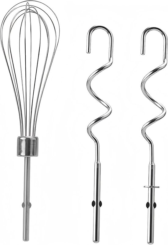 Mixer Accessoires - Kneedhaak Garde - Bakken Maken - Roestvrij Staal - 3 Stuks - Zilver van Merkloos
