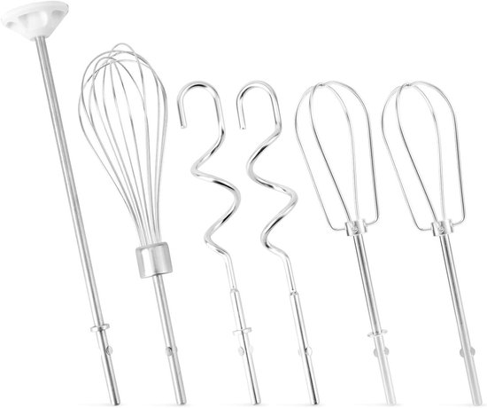 Mixer Accessoires Set - Deeg Haken - Bakken en Mixen - Roestvrij Staal - 6 Delig - Zilver van Merkloos