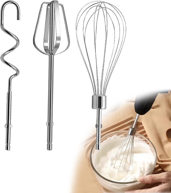 Mixer Accessoires Set - Garde & Deegklopper - Bakken & Mixen - 3 Delig RVS - 16.5 x 8.2 cm