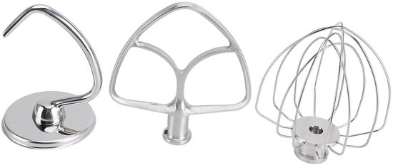 Mixer Accessoires Set - Keukenmachine Onderdelen - Bakken en Koken - Roestvrij Staal - 3 Stuks - Zilver