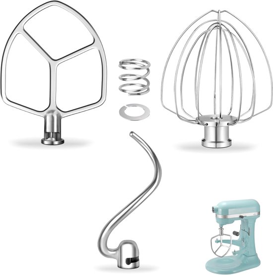Mixer Accessoires Set - Keukenmachine Onderdelen - Bakken en Koken - Roestvrij Staal 304 - 5.5-6 QT - Zilver van Merkloos