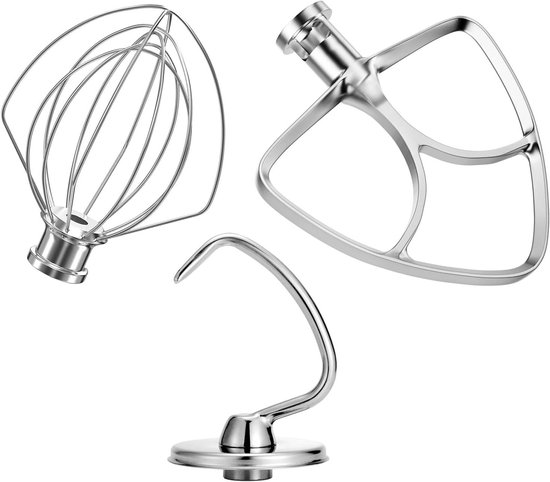 Mixer Accessoires Set - Keukenmachine Onderdelen - Bakken en Koken - Roestvrijstaal Vaatwasmachinebestendig - 4.5-5 Quart - Zilver van Merkloos