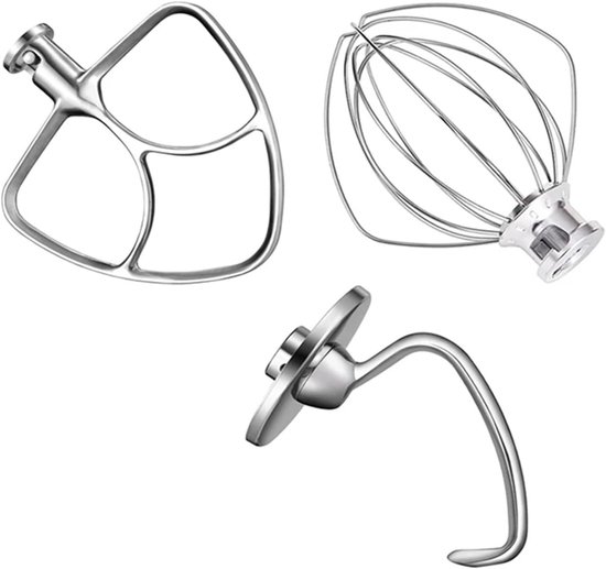 Mixer Accessoires Set - Keukenmachine Onderdelen - Bakken en Mixen - Duurzaam Roestvrij Staal - 5 Quart Compatibel - Zilver van Merkloos