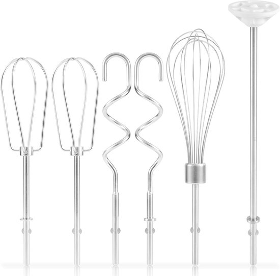 Mixer Accessoires Set - Keukenmachine Onderdelen - Bakken en Mixen - Roestvrij Staal - 6 Delig - Zilver