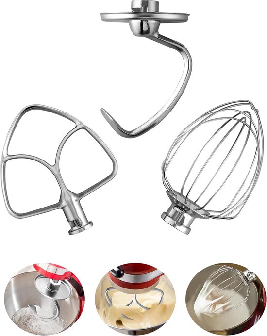 Mixer Accessoires Set - Keukenmachine Onderdelen - Bakken & Koken - Duurzaam Roestvrij Staal - Voor 4.5-5 QT van Merkloos