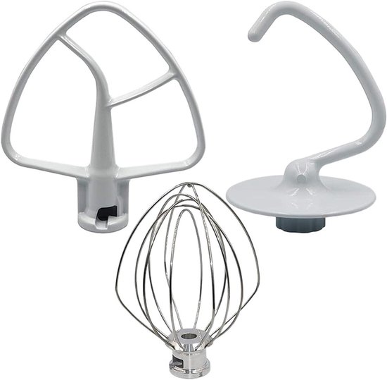 Mixer Accessoires Set - Keukenmachine Onderdelen - Bakken Maken - Roestvrij Staal - 3 Delen - Zilverkleurig
