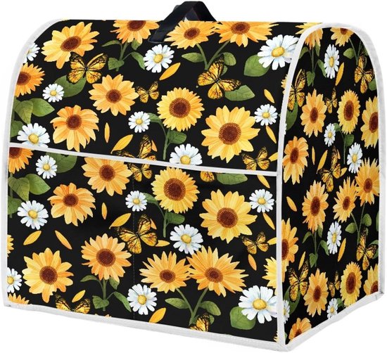 Mixer Cover - Keukenmachinehoes - Keuken Decoratie - Met Handvat en Zakken - 38x27x37 cm - Zonnebloem Daisy Vlinder van Merkloos