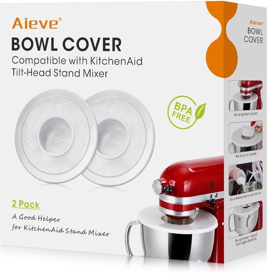 Mixer Deksel Set - Keuken Accessoires - Schoon Mixen - 2 Stuks - 5 Liter Kom - Zilver