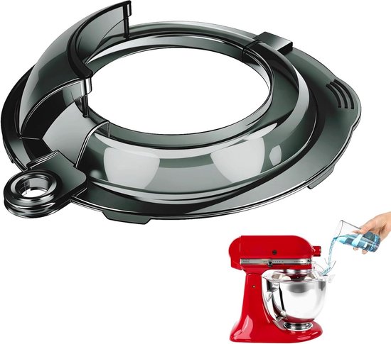 Mixer Deksel - Spatdeksel Mengkom - Schoon Maken - Volledig Gesloten Ontwerp - 25 cm - Transparant Zwart