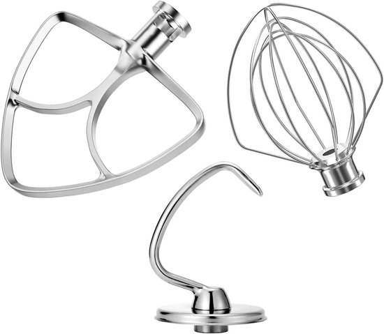 Mixer Hulpstukken - Bakaccessoires Set - Thuis Bakken - Roestvrijstaal 3-delig - 4.5-5 Liter - Zilverkleurig