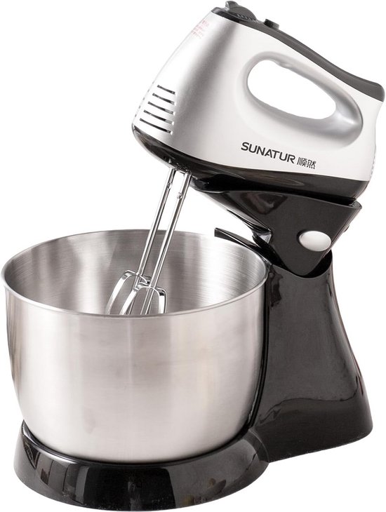 Mixer Keukenapparaat - Handmixer Standmixer - Bakken Desserts - 2-in-1 Ontwerp - 3.5 Liter Kom - Zwart Zilver