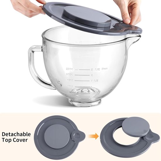 Mixer Kom Deksel - Keuken Accessoire - Netjes Mengen - Vingerafdruk Bestendig - 4.5-5QT - Meerkleurig