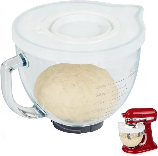 Mixer Kom Deksel - Spatbescherming Keukenmachine - Bakken en Mixen - Met Gietuit - 4.5 tot 5 Liter - Wit