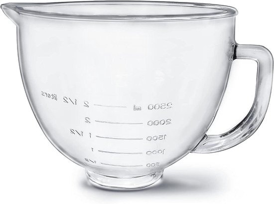 Mixer Kom - Glazen Kom - Bakken en Koken - Met Schenktuit - 5 Quarts - Transparant