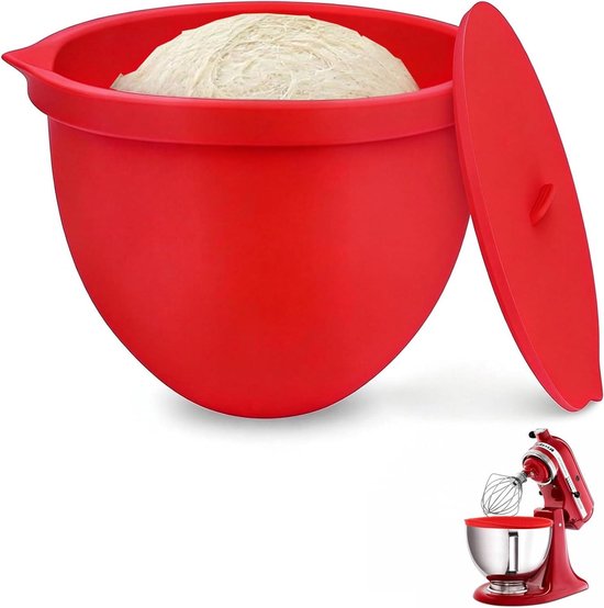 Mixer Kom Inzet - Keukenmachine Accessoire - Bakken en Bewaren - Hittebestendig en Vaatwasserbestendig - 5 Liter - Rood van Merkloos