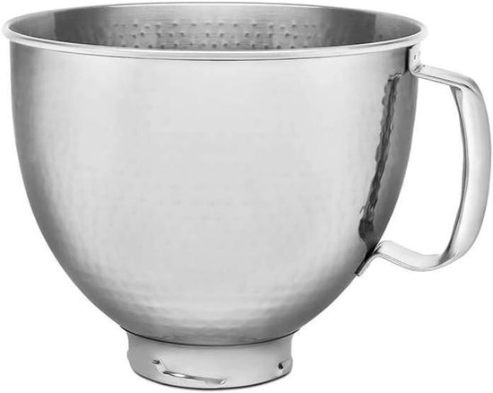 Mixer Kom - Keukenmachine Kom - Bakken en Koken - Gehamerd Staal Design - 4.8 Liter - Zilver