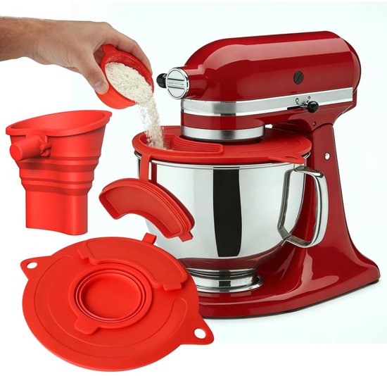 Mixer met meeltrechter en spatbescherming, accessoires voor 3-in-1 blender, opvouwbare maatbeker en grote meeltrechter voor keukenhulp van Merkloos