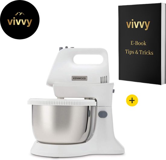 Mixer Met Mengkom Multifunctioneel - Keukenmixer Met Mengkom 2 In 1 - Deegmachine Met Garde & Haken - 100% Tevredenheidsgarantie - 450W - 5 Snelheden - 1 Liter van Merkloos