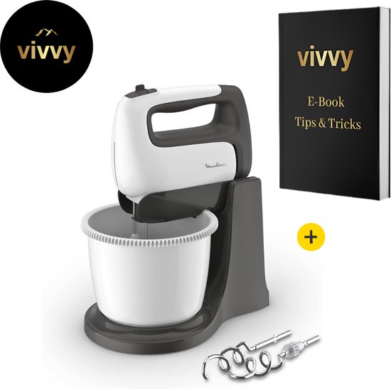 Mixer Met Mengkom Multifunctioneel - Keukenmixer Met Mengkom 2 In 1 - Deegmachine Met Garde & Haken - 100% Tevredenheidsgarantie - 500W - 5 Snelheden - 2.5 Liter van Mi