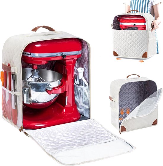 Mixer Opbergtas - Apparaat Beschermhoes - Keuken Organisatie - Met Apparaat Sliders - Voor 6-8 Quart - Grijs van Merkloos