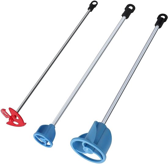Mixer Opzetstukken - Boor Accessoires - Verf Epoxy Mengen - Set van 3 - Tot 38 cm - Blauw Rood