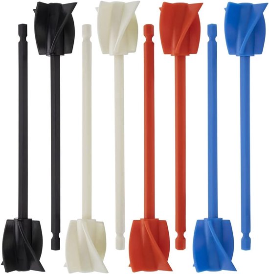 Mixer Peddels - Roerhaken - Verven Mengen - Vier Spiraalbladen - 8 stuks - Multicolor