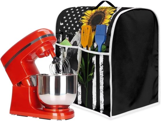 Mixerhoes - Keukenmachinehoes Apparaathoes - Keuken Organisatie - Met Handvat en Opbergvak - Compatibel met 6-8 Qt - Amerikaanse vlag zonnebloem