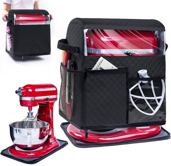 Mixerhoes Met Basis - Apparaat Beschermer - Keuken Organisatie - Afneembare Slider - 6-8 Quart - Zwart