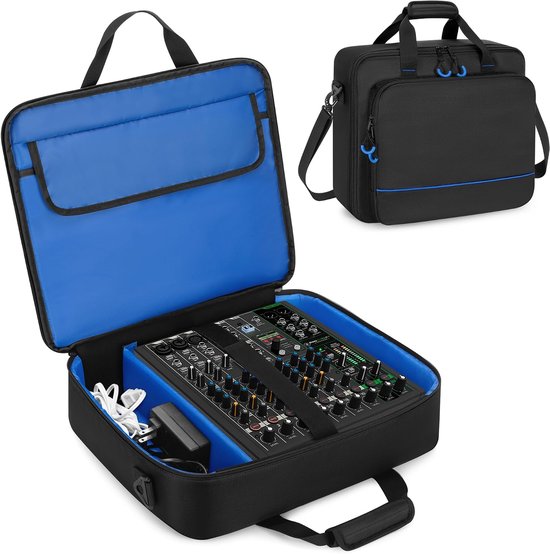 Mixertas compatibel met Hercules Inpulse 200 MK2/Mackie ProFX12v3/ProFX10v3, beschermhoes voor audio-mengpaneel met meerdere vakken voor microfoons, kabels en andere apparaten (gepatenteerd