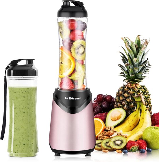 Mix&Go Blender - Roze - 300 Watt Vermogen - BPA-vrije Flessen - Voor Smoothies en Shakes