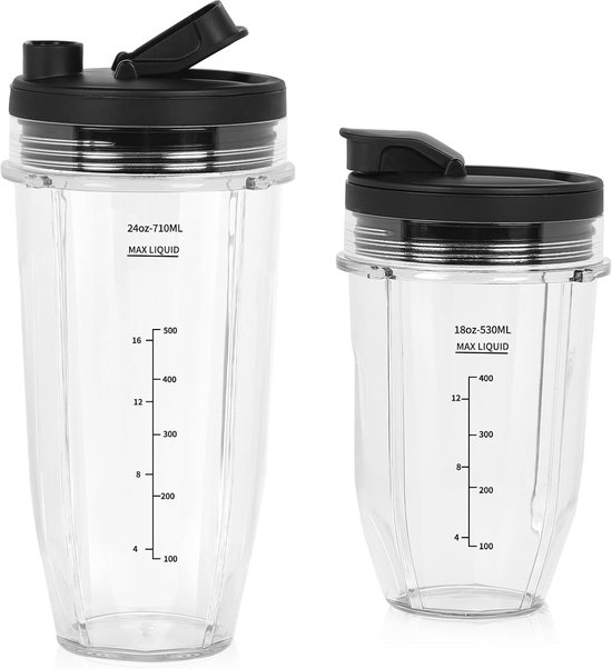 Mixing Cup 18oz 530ml - 24oz 710ml - Compatibel met Ninja Auto-iQ Mixer BN750EU BN495EU BN800EU TB301EU TB401EU CB100EU CB350EU - Vervangonderdelen voor Ninja Food Processor van Merkloos