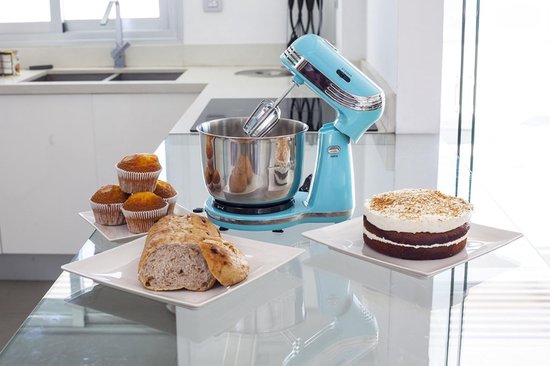 MMP®Mixer met mengkom - Mixer - Mixer met mengkom keukenmachine - Blauw - ‎23cm x 30cm x 33cm van Merkloos