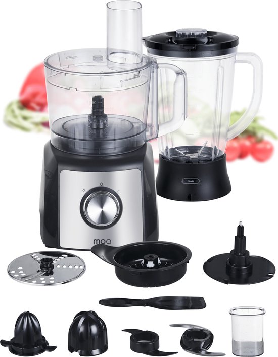 MOA – Foodprocessor – Keukenmachine en blender – 1,5 liter – 1200 Watt – Citruspers – Incl. accessoires – FP511 van Merkloos
