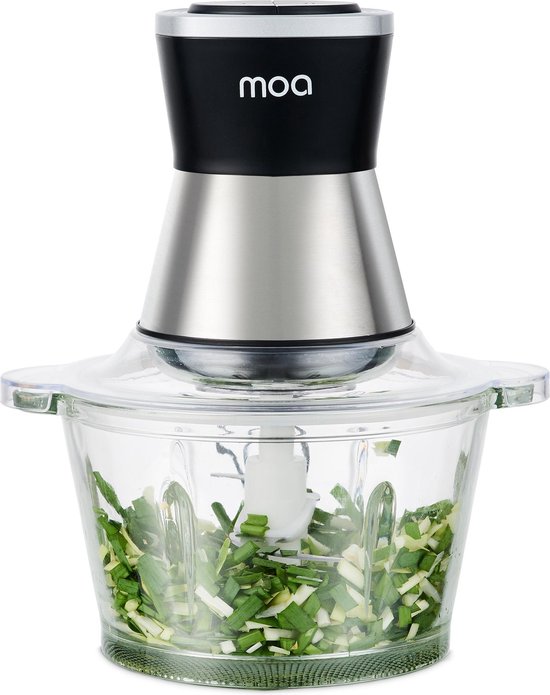 MOA Hakmolen Elektrisch - Food Chopper XL - 2L Glazen Kom - BPA-Vrij - Hakmolen Elektrisch - 350W - 4 Messen - RVS