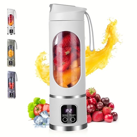 Modern Drabare Mini SmartMix Blender – Draadloos & USB-Oplaadbaar –Wit- Smoothies, Milkshakes & Fruitdrankenvoor Thuis, Kantoor & Reizen van Merkloos