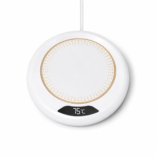 Mok Warmer USB - Koffiekop Verwarmer voor Koffie en Thee - Elektrische Warmhoudplaat met 3 Temperatuurstanden - Beker Warmer voor Bureau en Thuis - Compacte Warmhoudonderzetter Ø11,2 cm - Wit