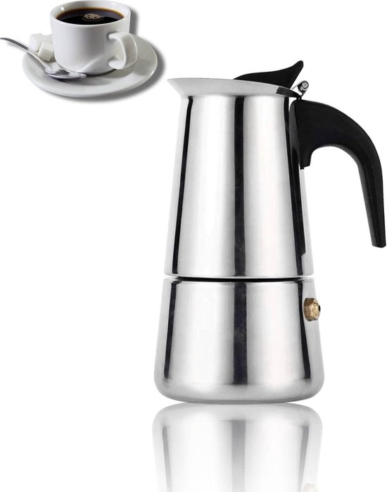 Moka Pot Koffiezetter van RVS voor Thuis en Kantoor, Ideaal voor Espresso en Koffie (100ml) van Merkloos