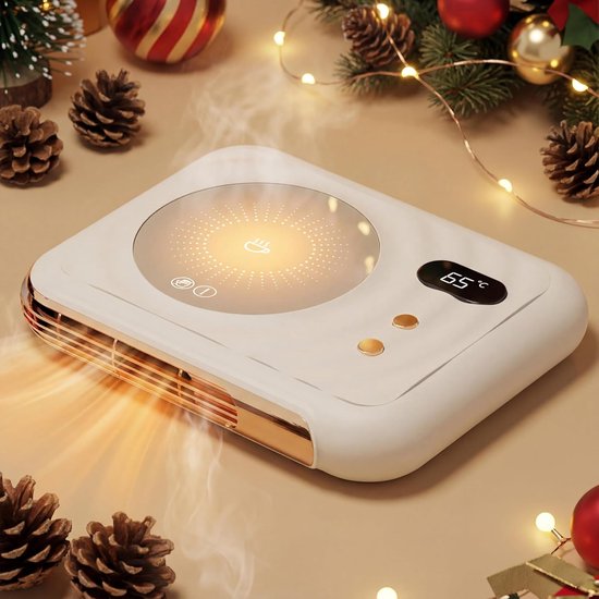 Mokwarmer, bekerwarmer, ventilatorkachel 2-in-1 met 3 temperatuurniveaus, automatische uitschakeling, kaarsenwarmer, drankverwarmer voor koffie, thee, cacao, melk, kantoor (wit)