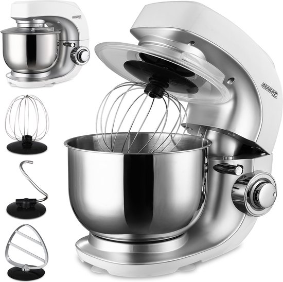 Monzana Keukenmachine - 1000W incl. Accessoires - 4,5L Wit Zilver van Monzana